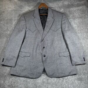 Vintage Circle S Western Blazer Men's 56L Salt Pepper Lambs Wool